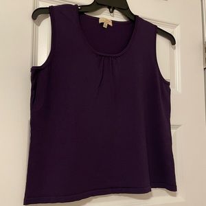 Choices Purple Pullover Sleeveless Shell Blouse, Gathers at scoop neck Size L